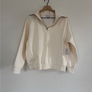 Athleta Off-White/Cream Zip-Up Hoodie